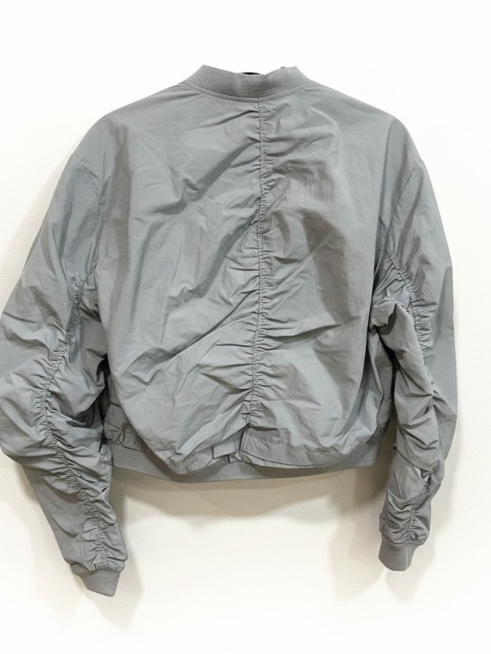 Anthropologie Gray Cropped Bomber Jacket - Picture 2 of 3